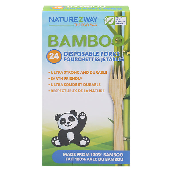 Naturezway - Dispbl Forks Bamboo - Case Of 24-24 Ct