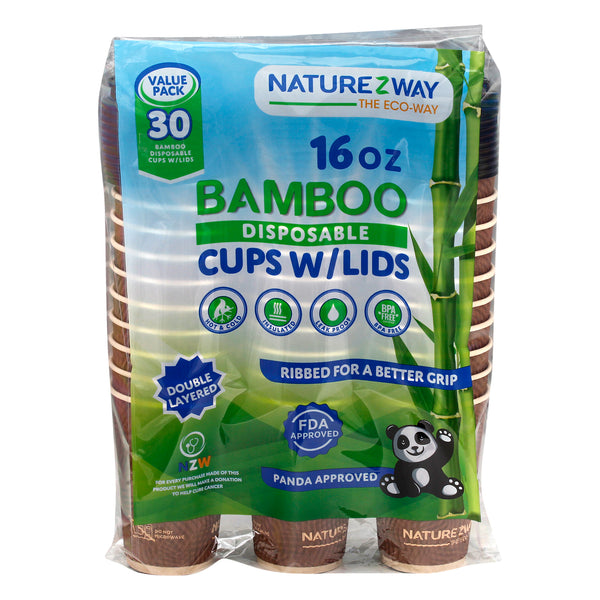 Naturezway - Cups W/lids Bamboo 30 Ct - Case Of 8-30 Ct