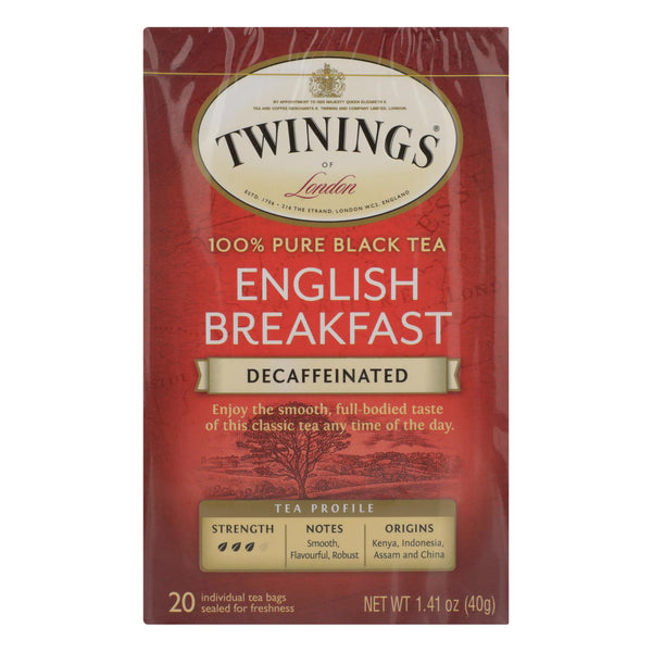 Twinings Tea Breakfast Tea - English Decaffeinated - Case Of 6 - 20 Bags