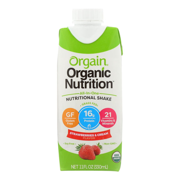 Orgain Nut Shake - Organic - Strawberry & Cream - Case Of 3 - 4/11 Fl Oz
