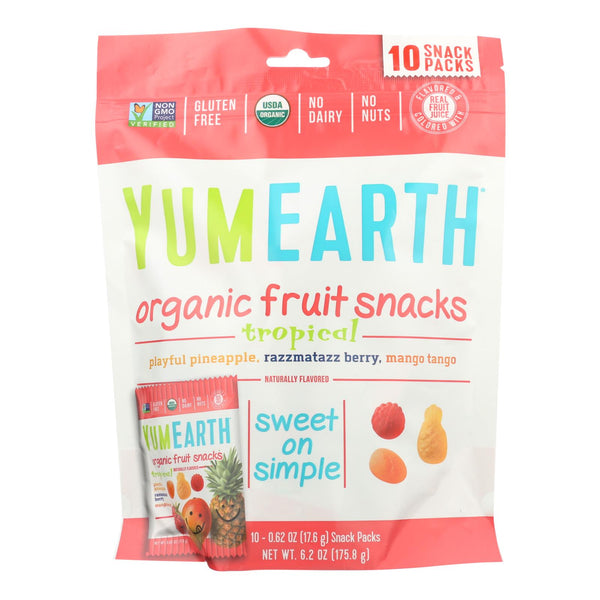Yummyearth Organic Tropical Fruit Snacks - Case Of 12 - 6.2 Oz