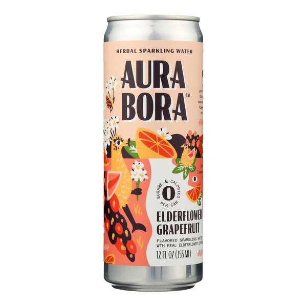 Aura Bora - Spk Water Eldflwr Grapefruit - Case Of 12-12 Oz