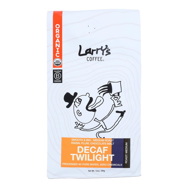 Larry's Coffee Decaf Twilight Coffee Beans  - Case Of 6 - 12 Oz