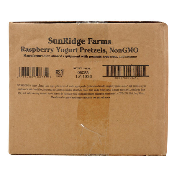 Sunridge Farms All Natural Raspberry Yogurt Pretzels - Single Bulk Item - 10lb