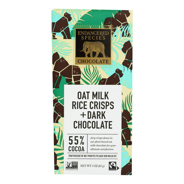 Endangered Species Chocolate - Dark Chocolate Rice Crisp Oat Milk - Case Of 12-3 Oz