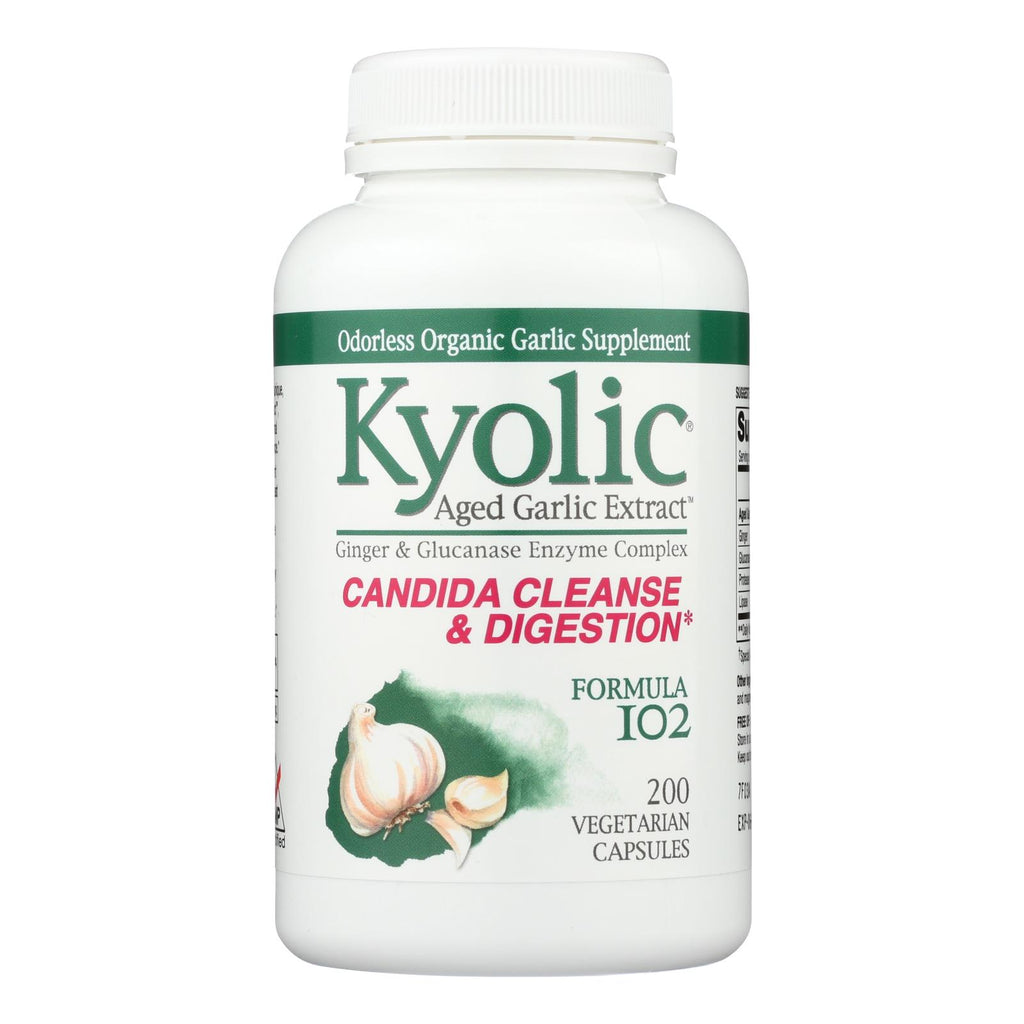 Kyolic - Aged Garlic Extract Candida Cleanse And Digestion Formula102 - 200 Vegetarian Capsules