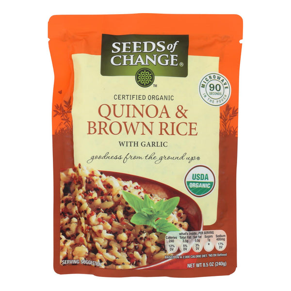 Seeds Of Change Organic Quinoa And Brown Rice With Garlic - Case Of 12 - 8.5 Oz.