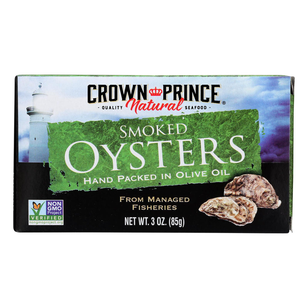 Crown Prince Oysters - Naturally Smoked In Pure Olive Oil - 3 Oz - Case Of 18