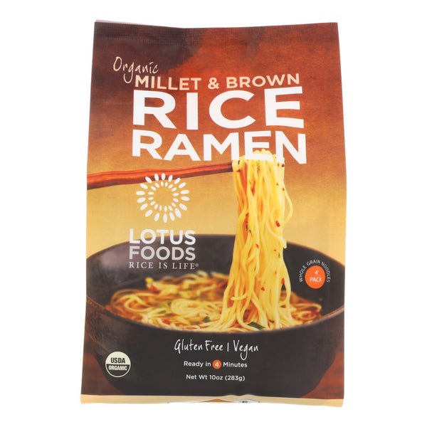 Lotus Foods Ramen - Organic - Millet And Brown Rice - 4 Ramen Cakes - 10 Oz - Case Of 6