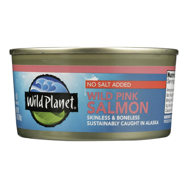 Wild Planet Wild Alaskan Pink Salmon - No Salt Added - Case Of 12 - 6 Oz.