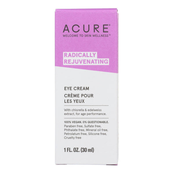 Acure - Eye Cream - Chlorella And Edelweiss Stem Cell - 1 Fl Oz.