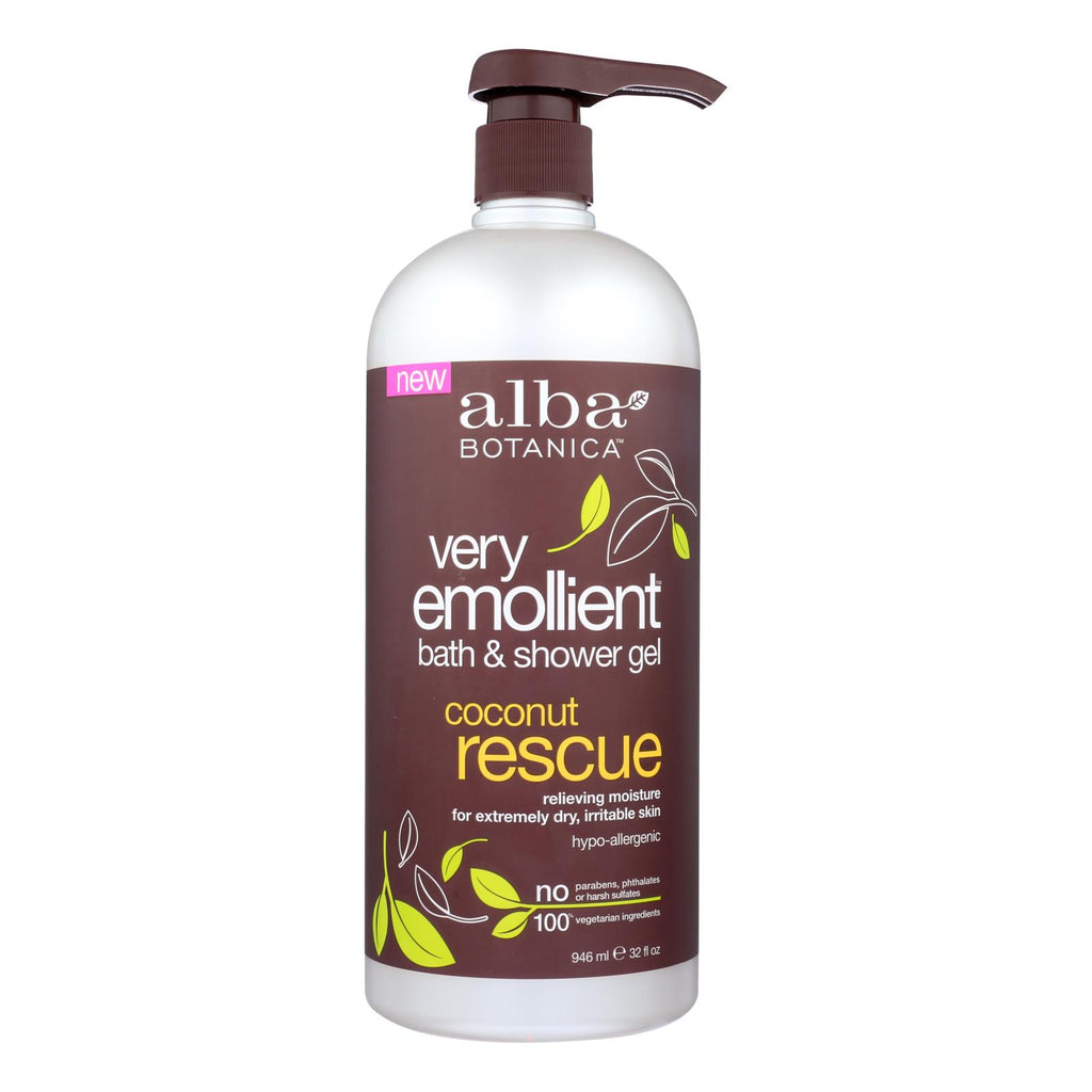 Alba Botanica - Very Emollient Bath And Shower Gel - Coconut Rescue - 32 Fl Oz