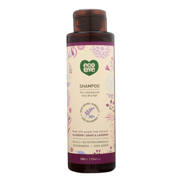 Ecolove Shampoo - Purple Fruit Shampoo For Colored And Very Dry Hair  - Case Of 1 - 17.6 Fl Oz.