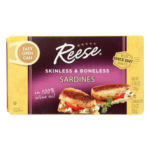 Reese Sardines - Skinless Boneless In Olive Oil - Case Of 10 - 4.37 Oz