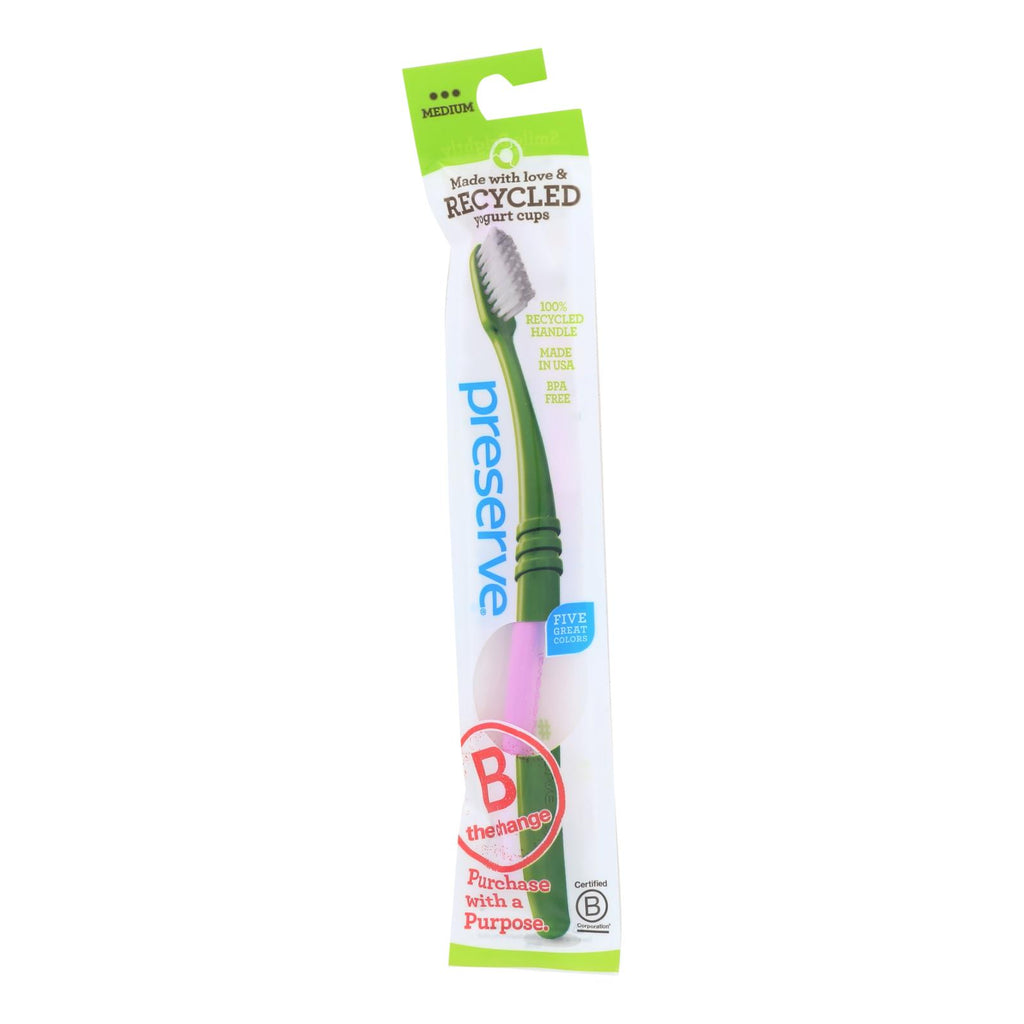 Preserve Adult Toothbrush In A Lightweight Pouch Medium - 6 Pack - Assorted Colors