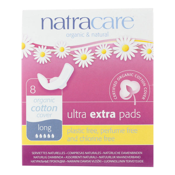 Natracare  Ultra Extra Pads W-wings - Long - 8 Count