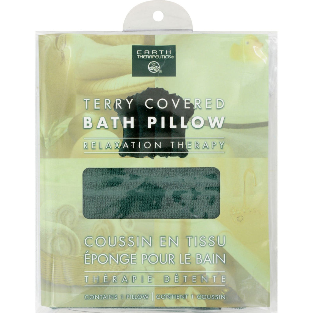 Earth Therapeutics Terry Covered Bath Pillow Dark Green - 1 Pillow
