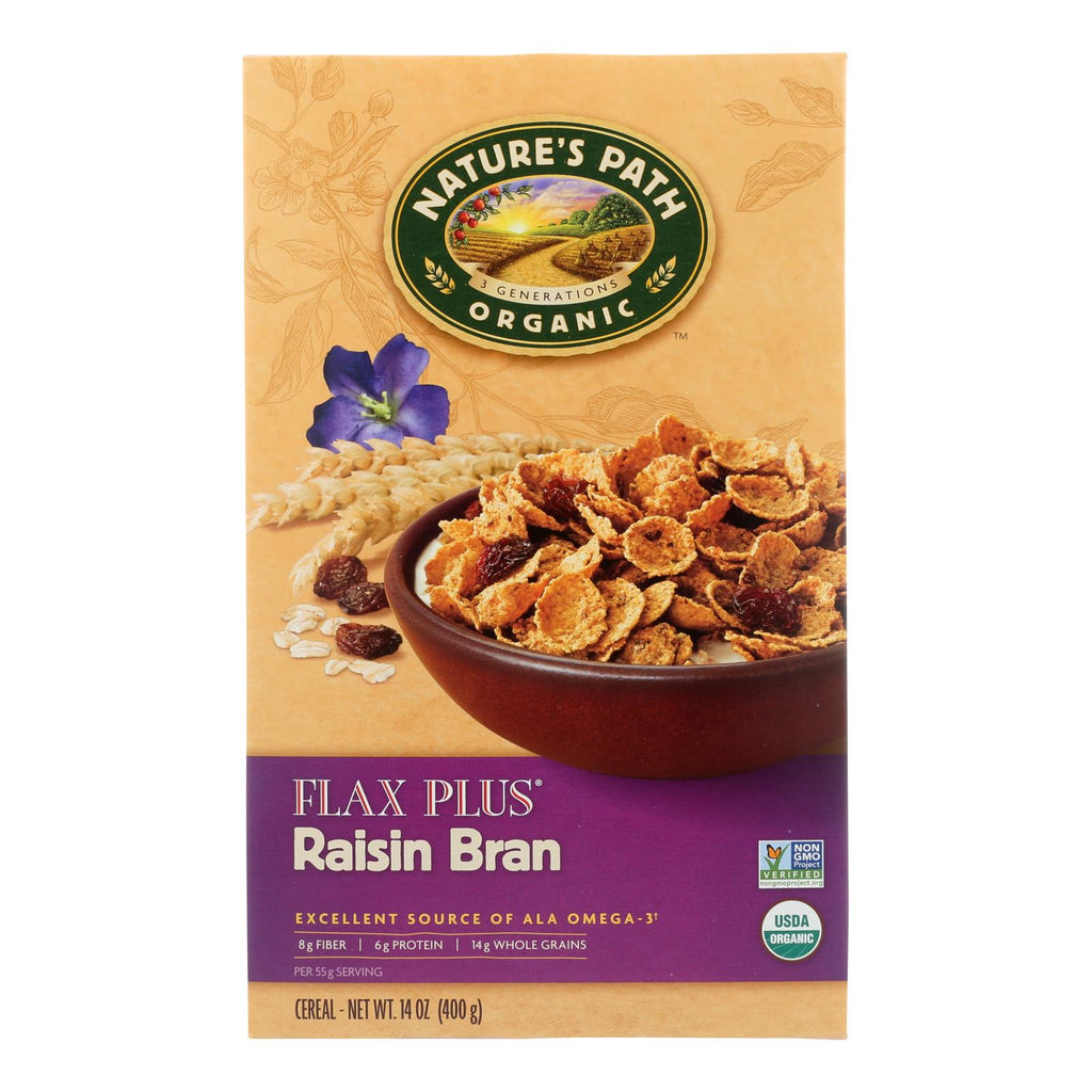 Nature's Path Organic Flax Plus Raisin Bran Cereal - Case Of 12 - 14 Oz.