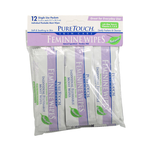 Puretouch Individual Flushable Moist Feminine Wipes - 12 Packets