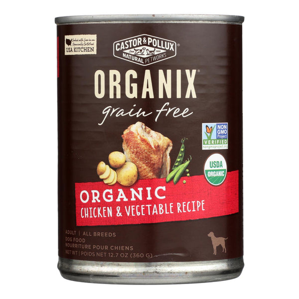 Castor And Pollux Organic Grain Free Dog Food - Chicken And Vegetables - Case Of 12 - 12.7 Oz.