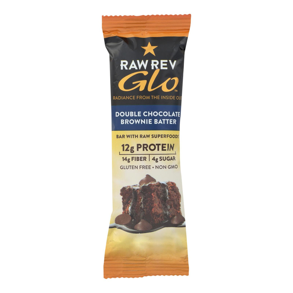 Raw Rev Glo Double Chocolate Brownie Batter Bar  - Case Of 12 - 1.6 Oz