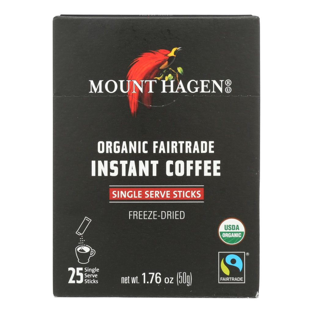 Mount Hagen - Organic Fairtrade Instant Coffee 25 Single Serve Sticks 25ct - Case Of 8 - 1.76 Oz