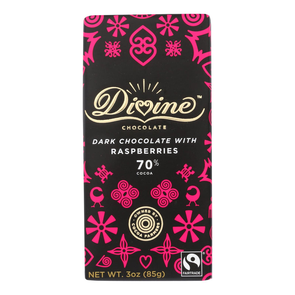 Divine - Bar Dark Chocolate W-raspberry - Case Of 12 - 3 Oz