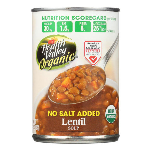 Health Valley Organic Soup - Lentil No Salt Added - Case Of 12 - 15 Oz.