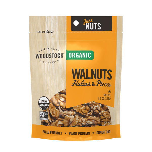 Woodstock Organic Walnuts Halves And Pieces - Case Of 8 - 5.5 Oz