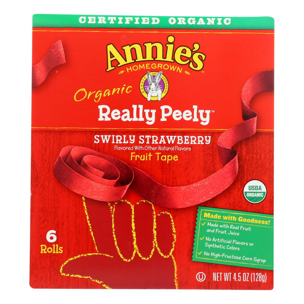 Annie's Homegrown - Really Peely Fruit Tape - Swirly Strawberry - Case Of 8 - 4.5 Oz.
