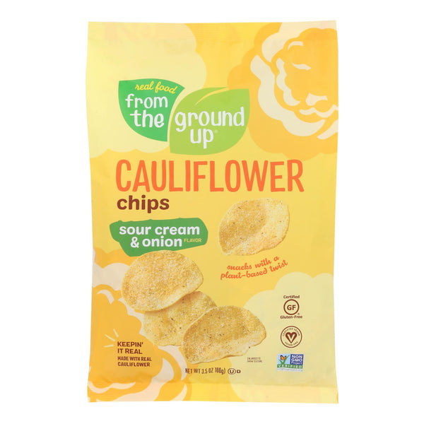From The Ground Up Sour Cream & Onion Cauliflower Chips - Case Of 12 - 3.5 Oz