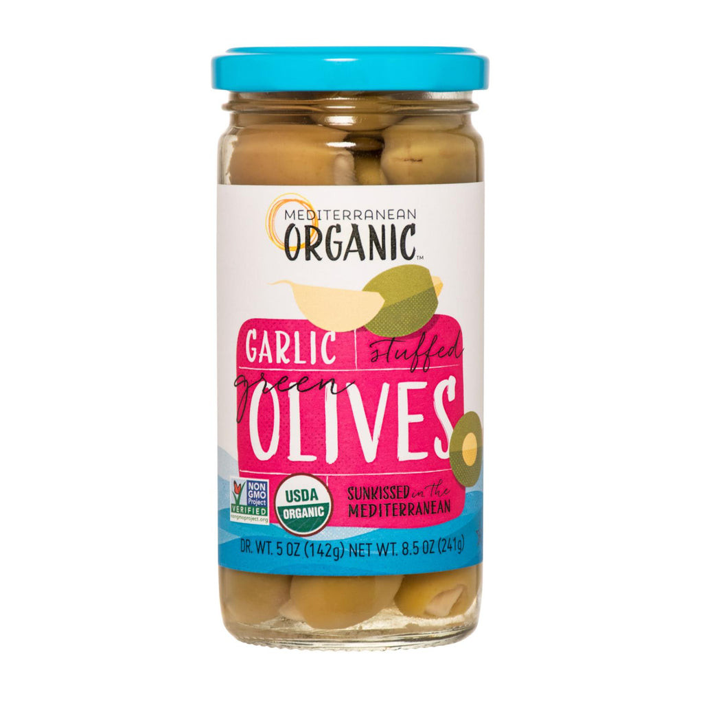 Mediterranean Organic Organic Stuffed Green Olives Garlic - Case Of 12 - 8.5 Oz