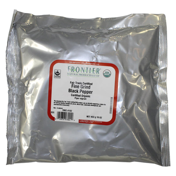 Frontier Herb Pepper Organic Fair Trade Certified Black Fine Grind - Single Bulk Item - 1lb