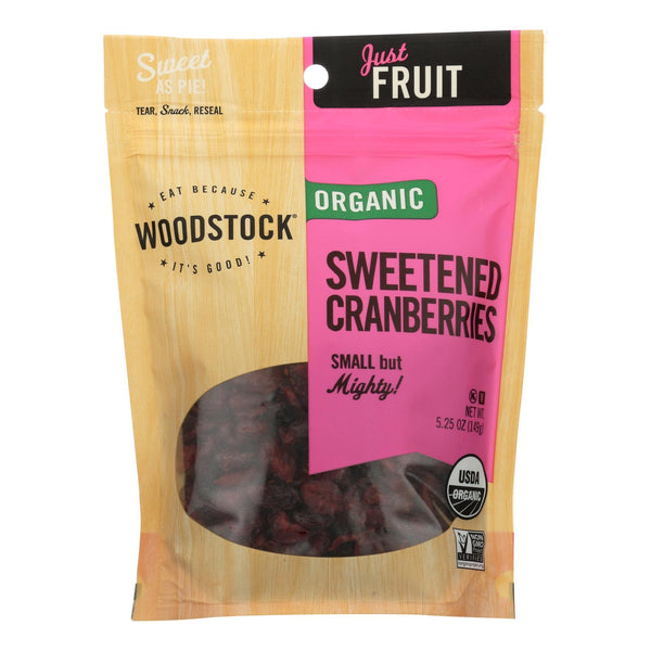 Woodstock Organic Sweetened Dried Cranberries - Case Of 8 - 5.25 Oz