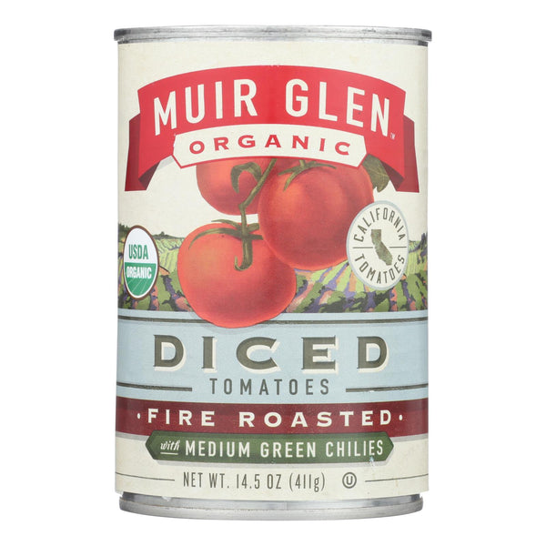 Muir Glen Fire Roasted Diced Tomatoes With Green Chilies - Green Chilies - Case Of 12 - 14.5 Oz.