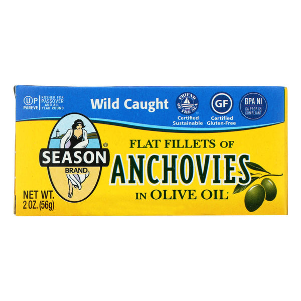 Season Flat Anchovies In Olive Oil - Case Of 12 - 2 Oz