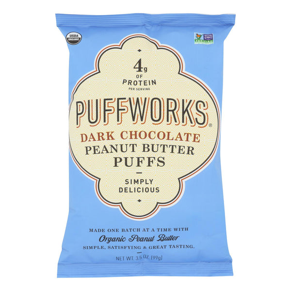 Puffworks - Puffs Dark Chocolate Peanut Butter Gluten Free - Case Of 8-3.5 Oz