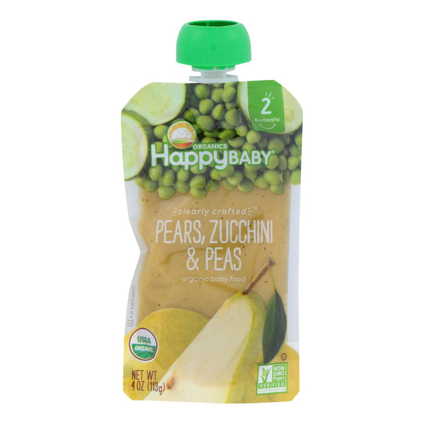 Happy Baby Happy Baby Clearly Crafted - Pears Zucchini And Peas - Case Of 16 - 4 Oz.