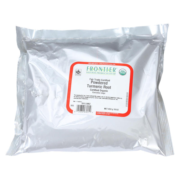 Frontier Herb Turmeric Root Organic Fair Trade Certified Powder Ground Alleppey 1 To 4 Percent Curcumin - Single Bulk Item - 1lb