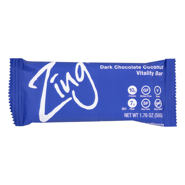 Zing Bars - Nutrition Bar - Dark Chocolate Coconut - 1.76 Oz Bars - Case Of 12