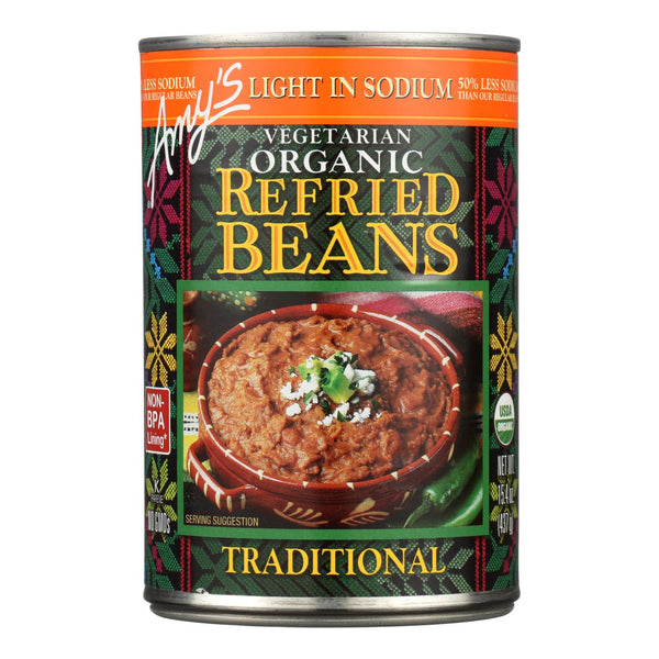 Amy's - Organic Light In Sodium Traditional Refried Beans - Case Of 12 - 15.4 Oz.
