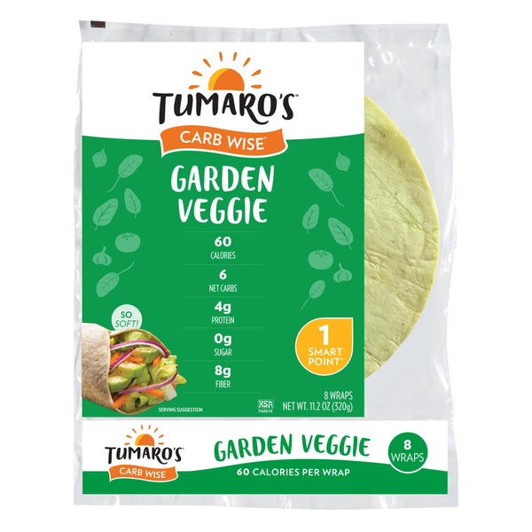Tumaro's 8-inch Garden Veggie Carb Wise Wraps - Case Of 6 - 8 Ct