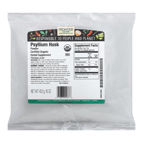 Frontier Herb Organic Psyllium Seed Husk Powder - Single Bulk Item - 1lb