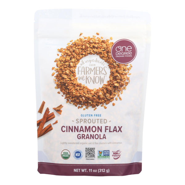 One Degree Organic Foods Cinnamon Flax Granola - Sprouted Oat - Case Of 6 - 11 Oz.