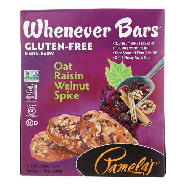 Pamela's Products - Oat Spice Whenever Bars - Raisin Walnut - Case Of 6 - 1.41 Oz.
