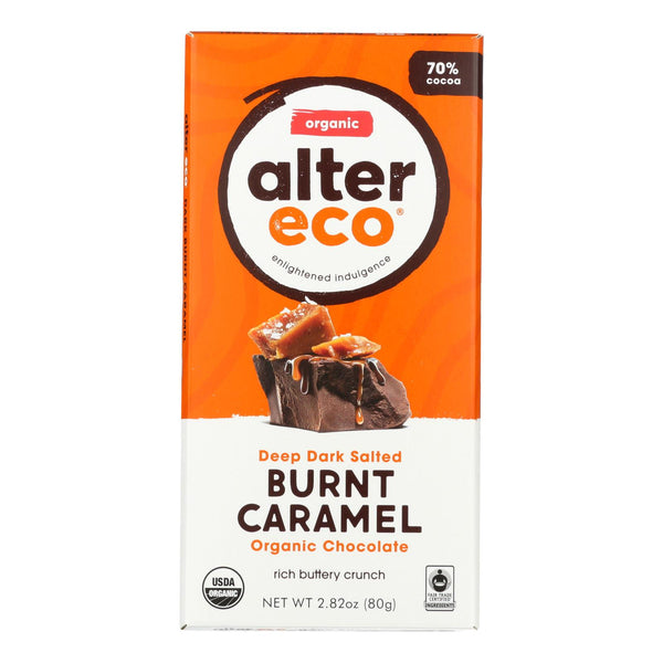 Alter Eco Americas Organic Chocolate Bar - Dark Salted Burnt Caramel - 2.82 Oz Bars - Case Of 12