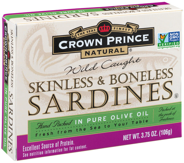 Crown Prince Sardines Skinless Boneless in Oil (12x3.75 Oz)