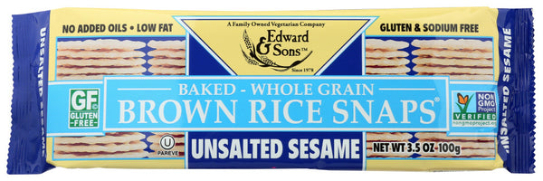 Edward & Sons Sesame Unsalted Fat Free Snaps (12x3.5 Oz)