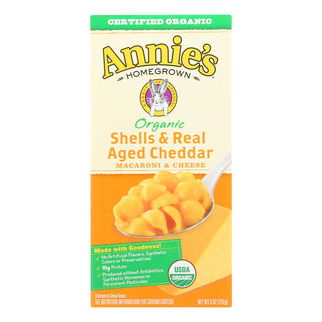 Annie's Homegrown Organic Shells And Real Aged Cheddar Macaroni And Cheese - Case Of 12 - 6 Oz.