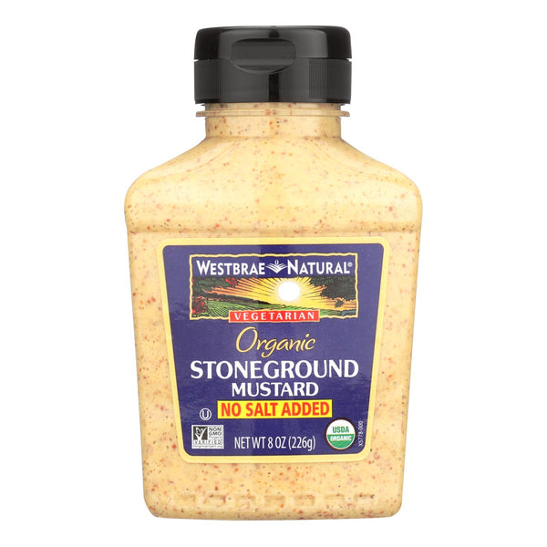 Westbrae No Salt Added Stoneground Mustard  - Case Of 12 - 8 Oz